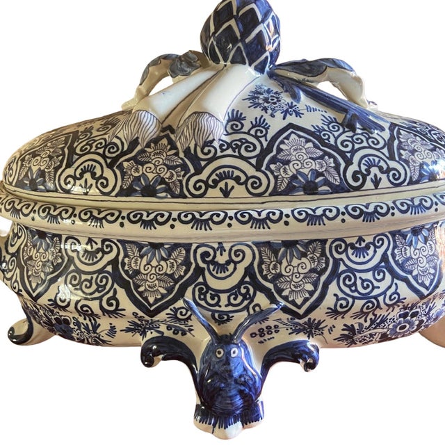 Ceramic Baroque Style Delft Soup Tureen with Lid, 1930s For Sale - Image 7 of 9