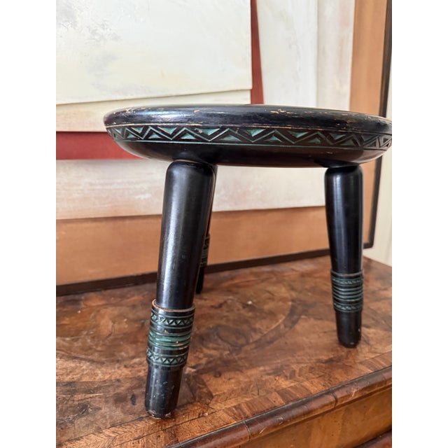 Art Deco Pair of Attributed Ettore Zaccari Coffee Table Stools C1910 Italy For Sale - Image 3 of 12