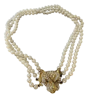 1990s Costume Jewelry Panther Necklace by Bijoux Cascio