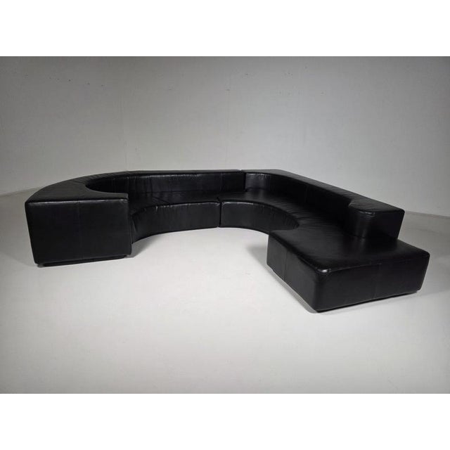 Lara Sofa in Black Leather by Pamio, Toso and Massari for Stilwood, Italy, 1970s, Set of 2 For Sale - Image 9 of 9