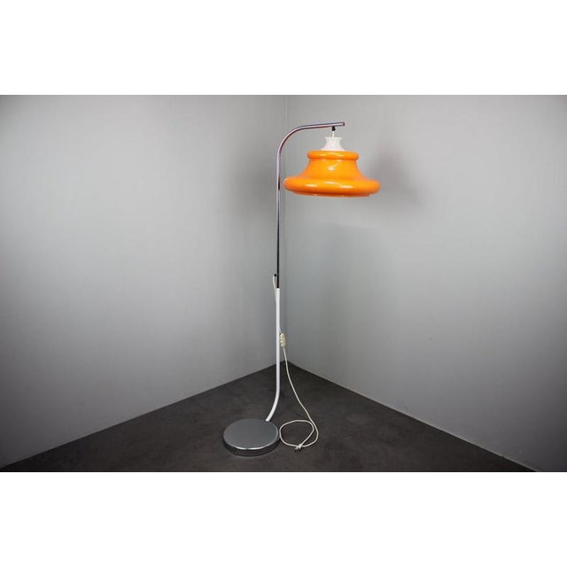 Gold Vintage Hungarian Space Age Orange Plastic and Chrome Floor Lamp, 1970s For Sale - Image 8 of 14