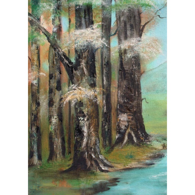 Alice Egge "Sycamore Trees Near Stream" Impressionist Landscape 1960s For Sale - Image 4 of 5