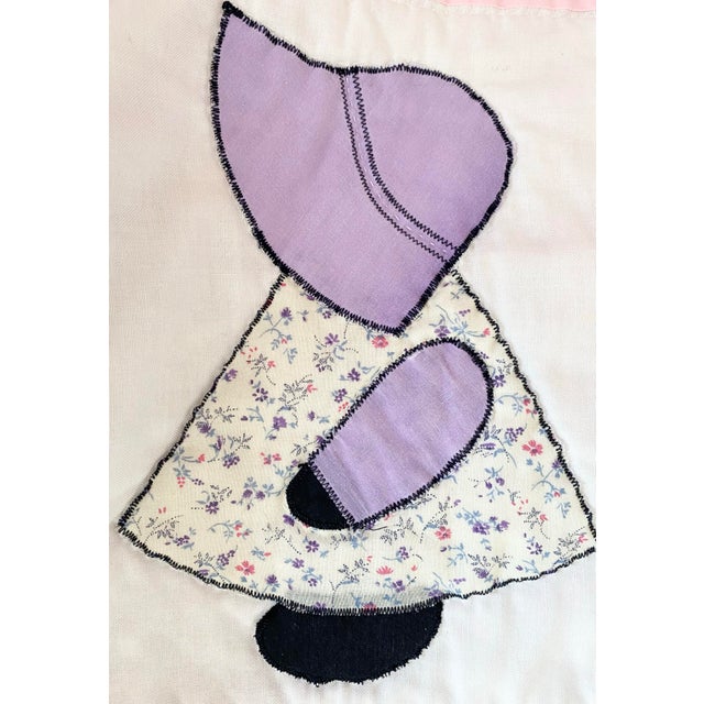 American Vintage 80s Sunbonnet Sue Queen Embroidered Quilt For Sale - Image 3 of 12