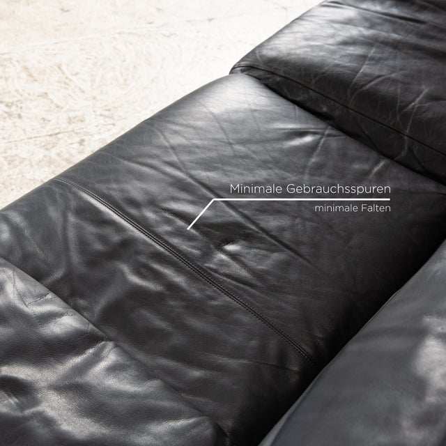 Alanda Two Seater Black Leather Sofa by Paolo Piva for B&b Italia / C&b Italia For Sale - Image 5 of 17