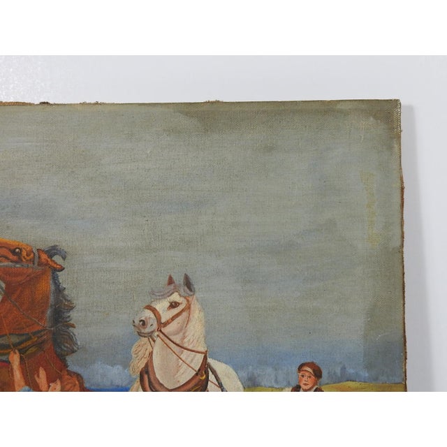 English Early 20th Century Folk Art Horses and Hounds Painting For Sale - Image 3 of 10