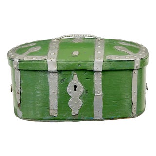 Swedish Green Painted Shaped Strong Box, 1850 For Sale