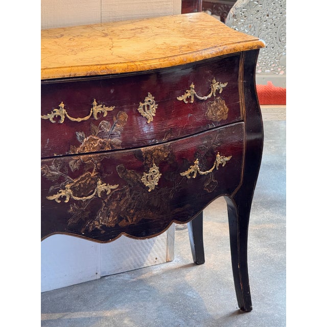 Chinoiserie Vintage Chinoiserie Commode With Marble Top For Sale - Image 3 of 12