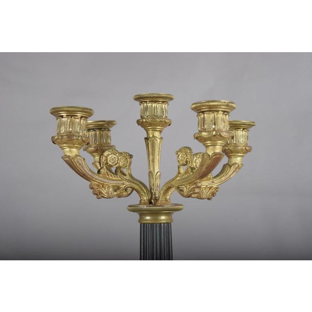 Antique Gilt Bronze Candelabra, Fluted Column With Figural Arms — French, 19th Century For Sale - Image 10 of 10