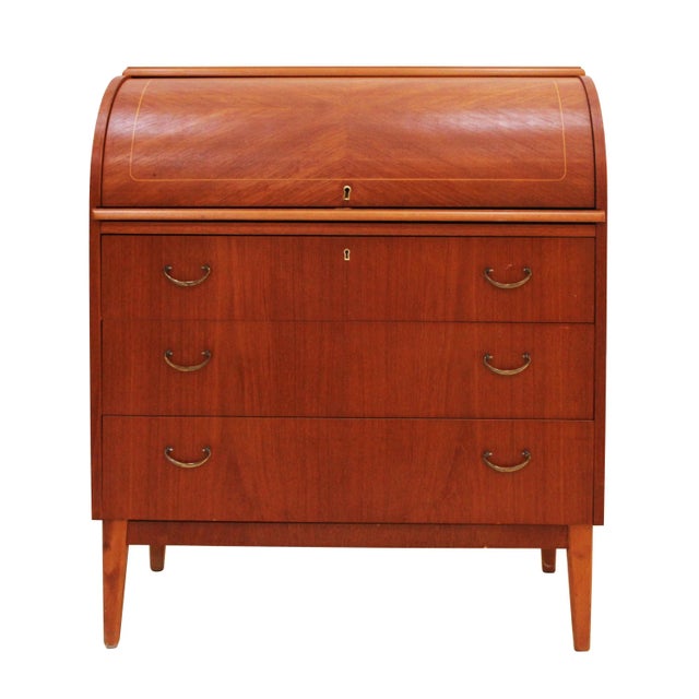 Wood Mid-Century Solid Teak Wood Bureau, Germany, 1950 For Sale - Image 7 of 7