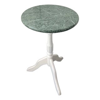 Vintage MCM Green Marble Top Side Table For Sale
