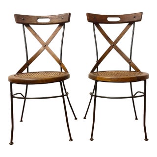 Authentic French Iron & Wood Maison Du Monde Luberon Bistro Chairs - Set of 2 For Sale