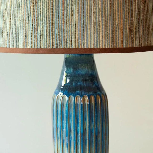 Blue Brown Ceramic Table Lamps attributed to R. Houben, 1970 For Sale - Image 6 of 10