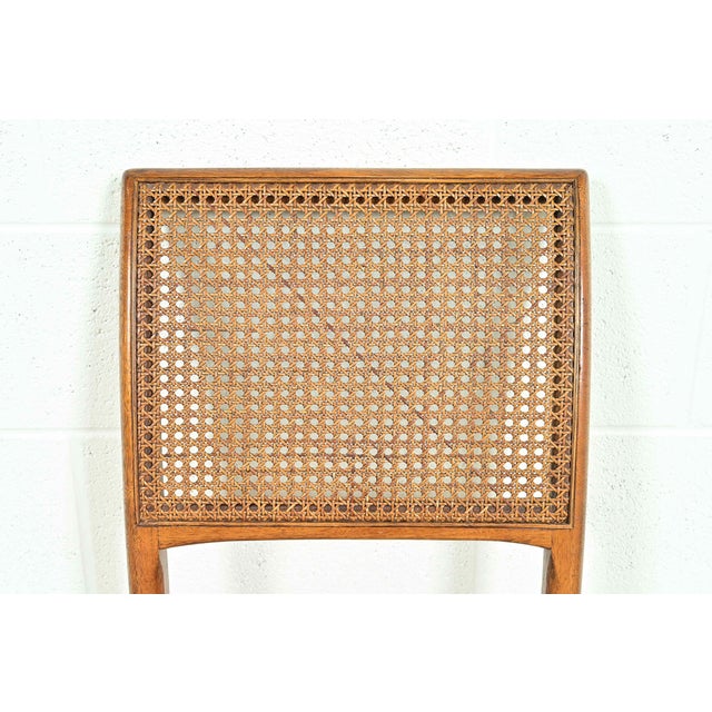 Robsjohn-Gibbings Style Mid-Century Modern Walnut and Cane Dining Chairs by Henredon, Set of Four For Sale In South Bend - Image 6 of 13