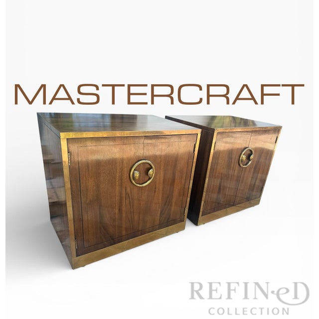 A commanding pair of Mastercraft nightstands from Grand Rapids, exemplifying the brand’s celebrated late 20th-century...