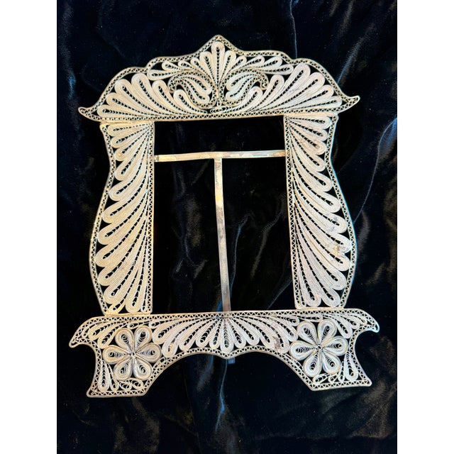 Silver Vintage Persian Silver Filigree Wedding Frame For Sale - Image 8 of 13