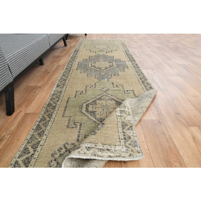 Textile 1970s Vintage Handmade Wool Cotton Beige Runner Rug For Sale - Image 7 of 11