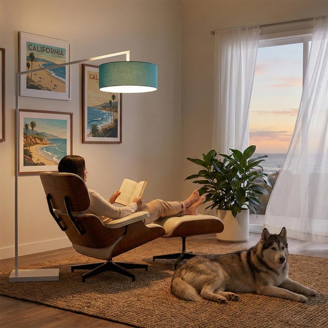 The Stretch Arc Lamp is a modern design by Kirby Groce, featuring a striking architectural silhouette that serves as a...