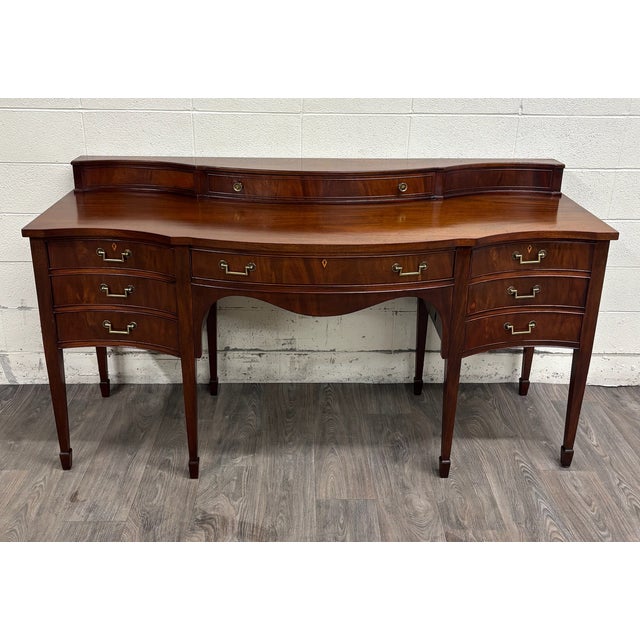 Hepplewhite Vintage Federal Georgian George III Hepplewhite Style Mahogany Writing Desk For Sale - Image 3 of 17