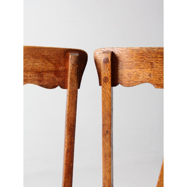 Antique Oak Splat Back Side Chairs Pair For Sale - Image 6 of 14