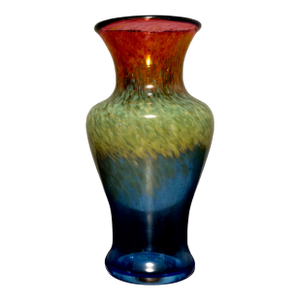 Vintage Flux Studio Glass Vase, Cobalt to Amber Fade