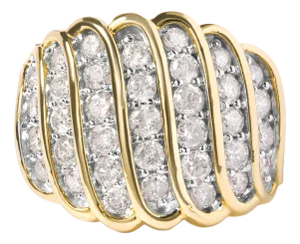 14K Yellow Gold Plated .925 Sterling Silver 2.00 Cttw Diamond Multi Row Band Ring (J-K Color, I1-I2 Clarity) - Ring Size 6