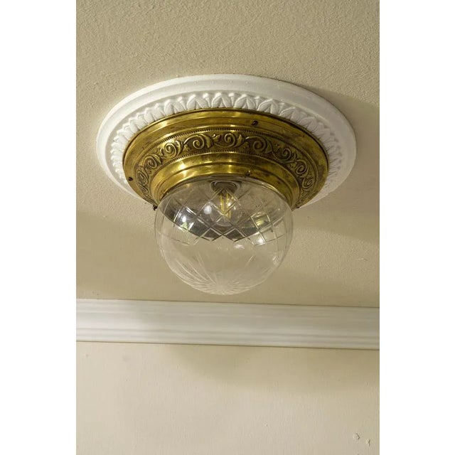 Art Nouveau Lamps in Brass with Grinded Glass Lampshade, 1890s, Set of 2 For Sale - Image 6 of 11