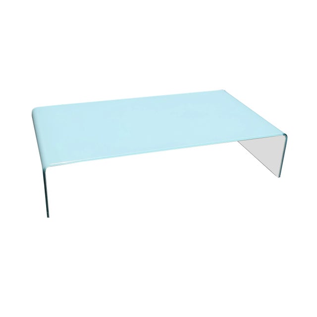 1980s Vintage Postmodern 2-Tone Waterfall Solid Glass Low Coffee Table For Sale - Image 5 of 7
