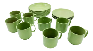 Mid-Century Modern Oneida Retro Green Melmac Dining Set - 21 Pieces
