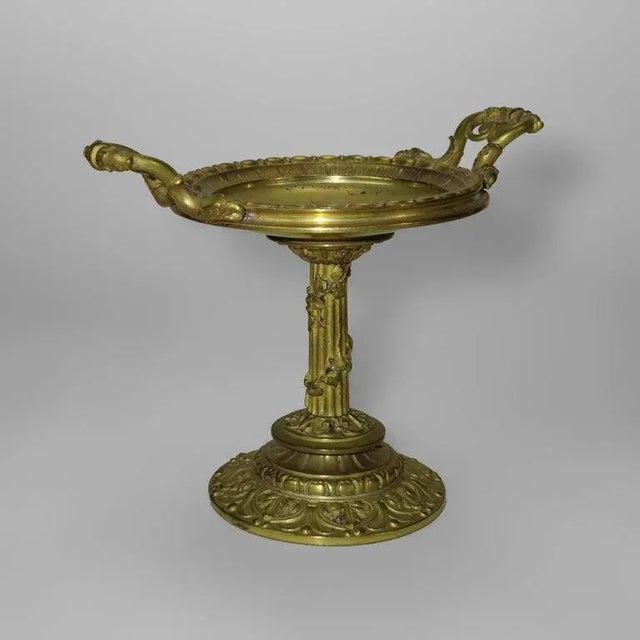 Bronze Antique Gilt Bronze Tazza With Fluted Column C1880 For Sale - Image 8 of 9