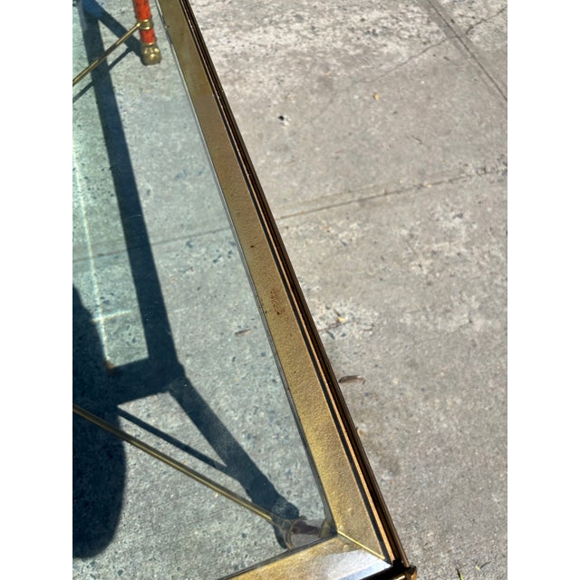 Brass Mid 20th Century Hollywood Regency Neoclassical Brass & Faux Tortoise Bamboo Coffee Table With Glass Top For Sale - Image 8 of 12