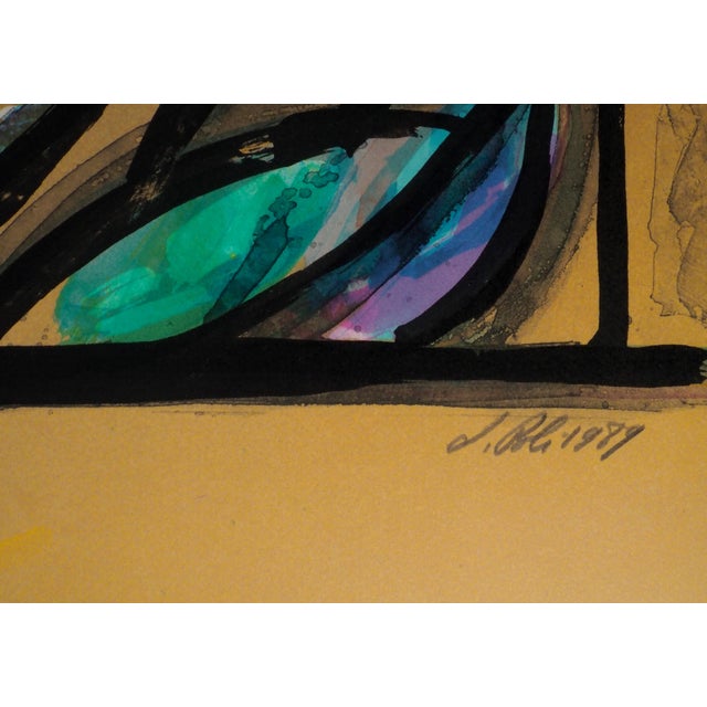 Jacques POLI Pair of Parakeets, 1989 Original lithograph, collage, hand-enhanced by the artist Signed in pencil Numbered...