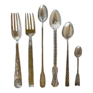 Collection of 6 American Indian Silver Flatware Pieces