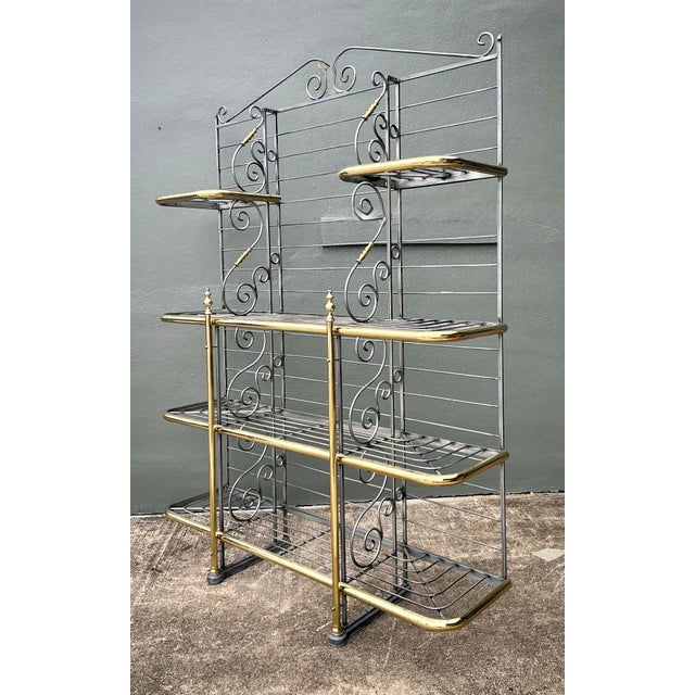 Brass Vintage French Brass Rail Bakers Rack For Sale - Image 8 of 12