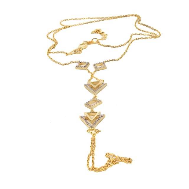 Metal Diamond Triangle Gold Vermeil Fashion Hand Bracelet For Sale - Image 7 of 7