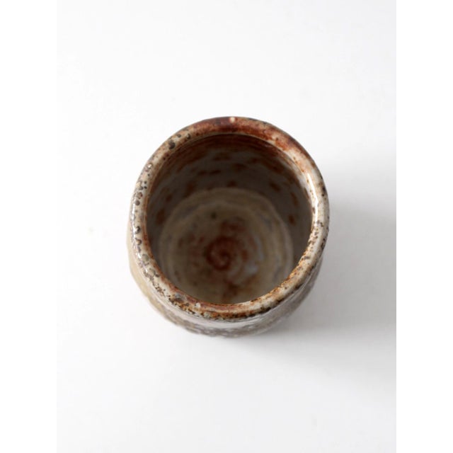 Brown Vintage Studio Pottery Cup For Sale - Image 8 of 13
