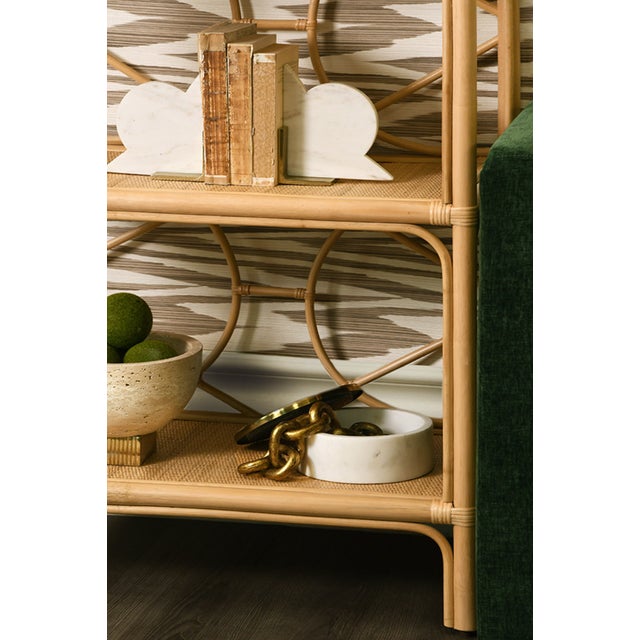 Wood Matthew Izzo Home Danielle Natural Rattan Four Shelf Etagere With Decorative Back For Sale - Image 7 of 8
