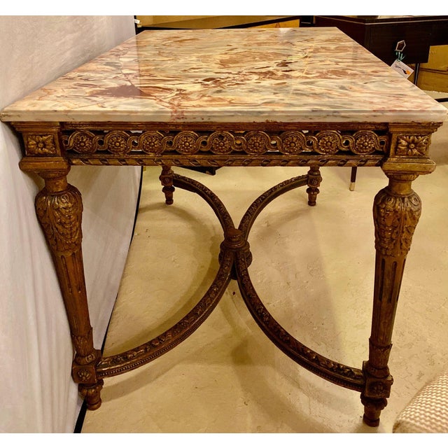 Maison Jansen, Louis XVI Center Table, Marble, Giltwood, France, 20th C. For Sale - Image 18 of 18