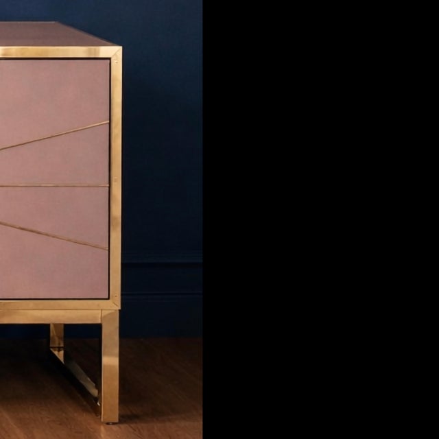 Geometric Pink Opaline Glass Sideboard with Brass Accents from Justfurnituress SRL For Sale - Image 9 of 18