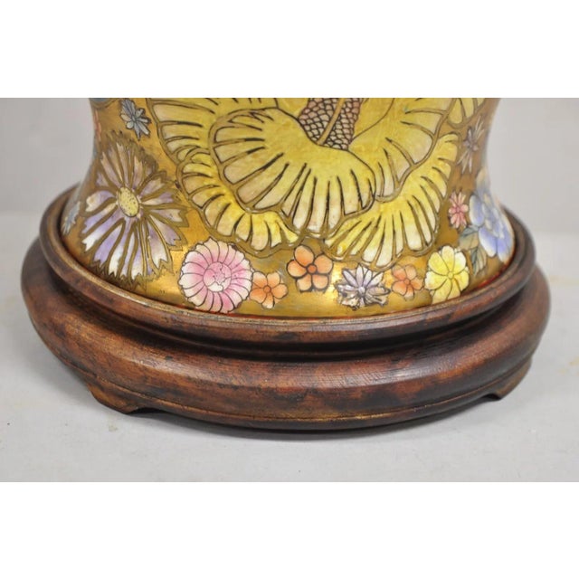 Vintage Chinoiserie Orange Porcelain Ceramic Foo Dog Table Lamp For Sale - Image 11 of 12