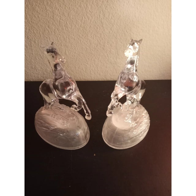 These are Clear Art Glass 6" Horse Sculptures Set of 2 Procured at auction