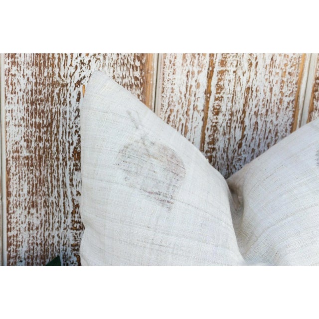 Vintage Ajano Leaf Printed Organic Silk Pillow For Sale - Image 4 of 10