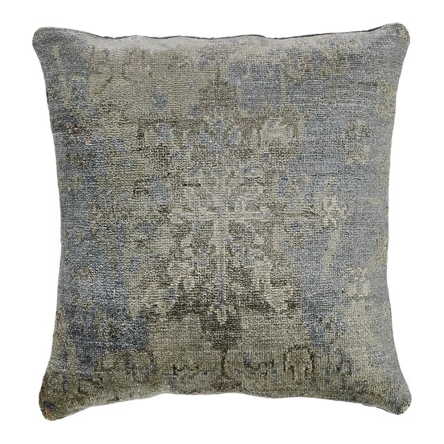 Modern Ocean Blue Medallion Throw Pillow For Sale