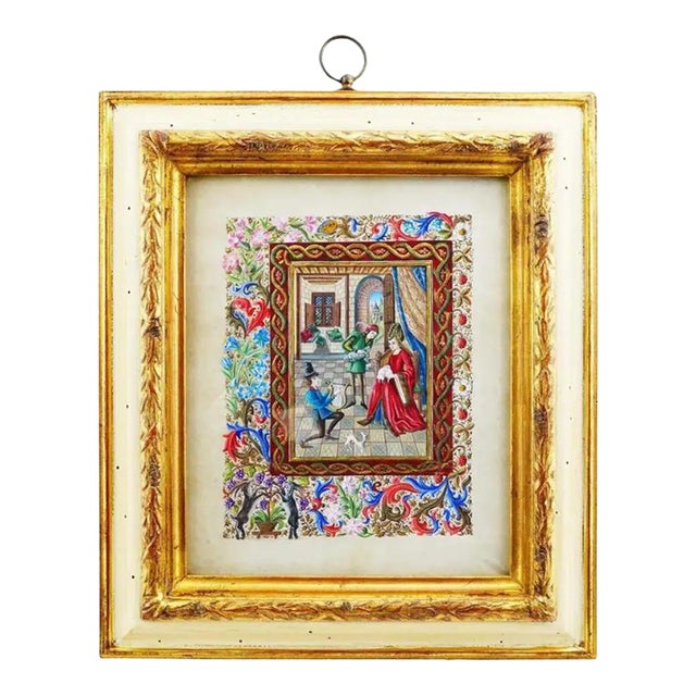 1960s Old Master Manner Painting Letter Attached by Claire Durieux Renaissance Style For Sale