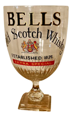 Large Advertising Presentation Glass Chalice from Bells Scotch Whisky, 1920s