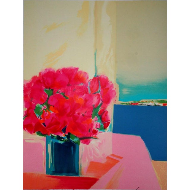 Claude HEMERET (1929) Window on the Mediterranean Original color lithograph Signed in pencil Marked as Artist's Proof (EA)...