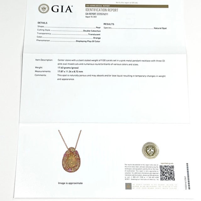 Natural Ethiopian Opal Sapphire Necklace 14k Gold 11.5 TCW GIA Certified For Sale - Image 14 of 18