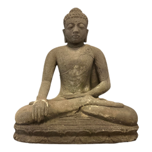 1950s Mid Century Buddha Sitting Seated Stone Hand Carved Meditation Statue Antique Vintage