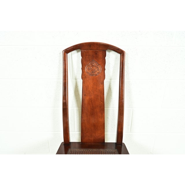 Wood Henredon Hollywood Regency Chinoiserie Sculpted Mahogany Dining Chairs, Set of Six For Sale - Image 7 of 17
