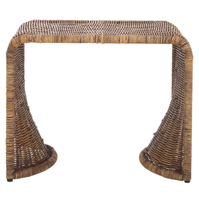 Brown Zendy Wicker Rattan Waterfall Accent Table in Honey Brown Wash For Sale - Image 8 of 8