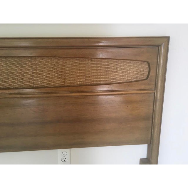 MidCentury Solid Wood Woven Rattan Headboard & Footboard Chairish